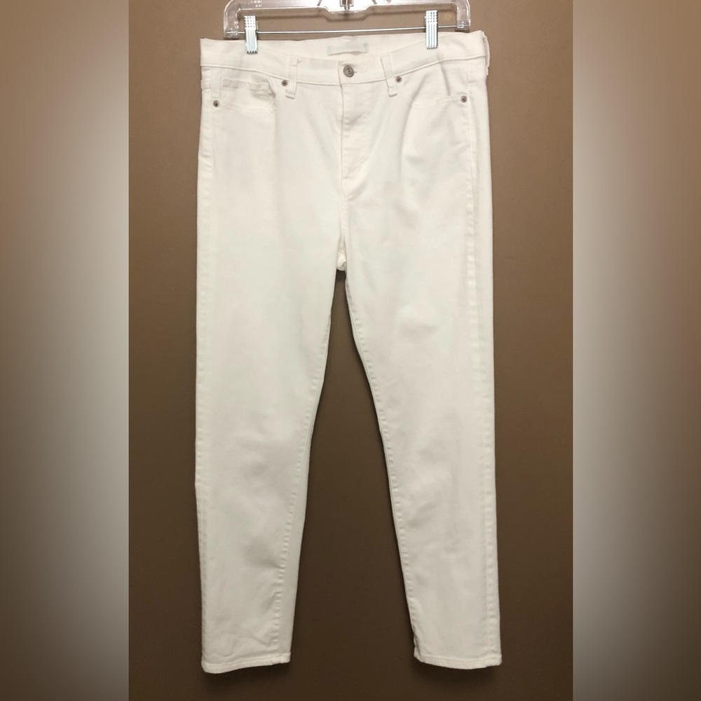 Uniqlo White Skinny Straight High Rise Jeans